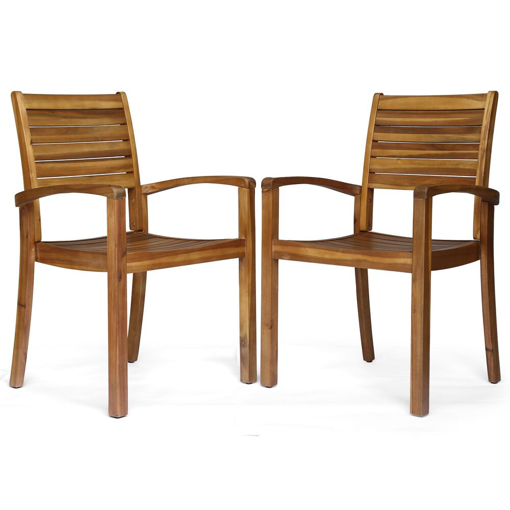 Noble House Miguel Patio Dining Chair in Teak Brown (Set of 2), , large
