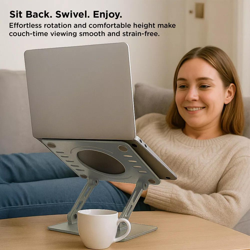 Uncaged Ergonomics Laptop Swivel Stand | Laptop Riser in Silver, , large