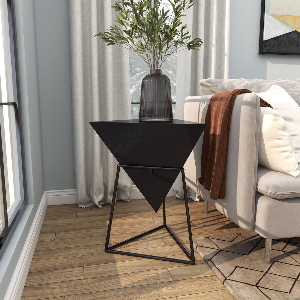 Maple and Jade Inverted Pyramid End Table in Black, , large
