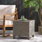 Hearth and Haven Puerta Outdoor Cube Wicker Side Table with Iron Frame in Black, , large