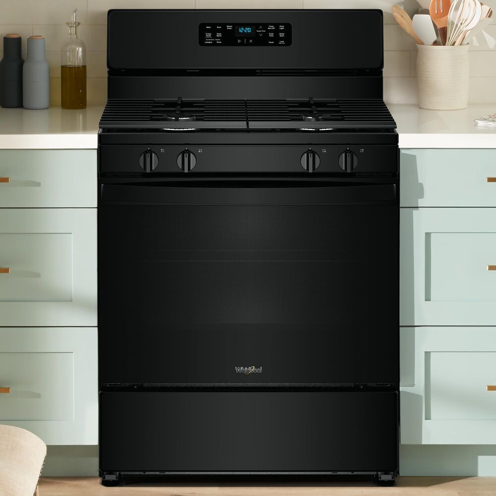 Whirlpool 5.1 Cu. Ft. Gas Range with Crispy Mode and Dishwasher Safe Grates in Black, , large