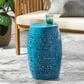 Hearth and Haven Ruby Outdoor Barrel End Table with Lace-Cut Design in Blue, , large