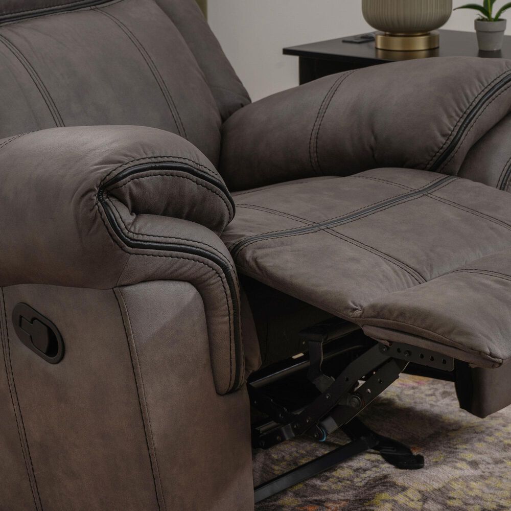 Linon Home Decor Gideon Manual Recliner in Stone Grey, , large