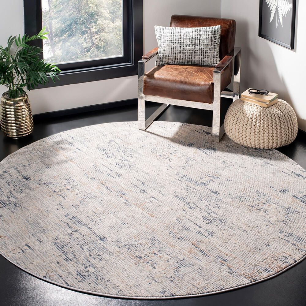 Safavieh Invista 6&#39;7&quot; Round Cream and Charcoal Area Rug, , large