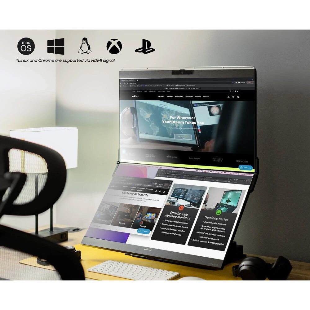 Mobile Pixels Geminos 24&quot; Dual-Stacked Monitor in Gray, , large