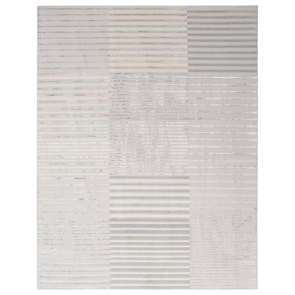 Nourison Brushstrokes 7"10" x 9"10" Silver and Grey Area Rug, , large