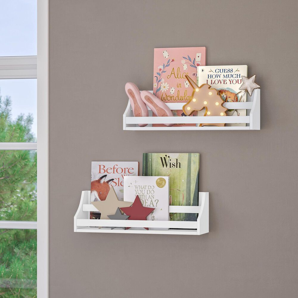 RiverRidge Home Book Nook Wall Bookshelf in White &#40;Set of 2&#41;, , large