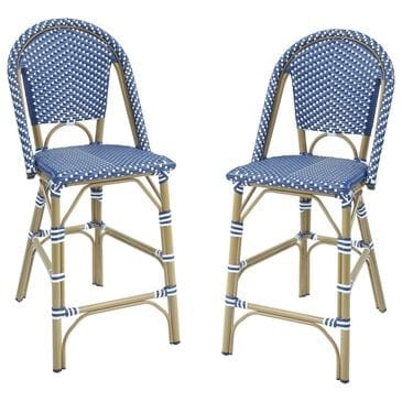 Furniture of America Ventura Patio Counter Chair in Natural, Blue and White (Set of 2), , large