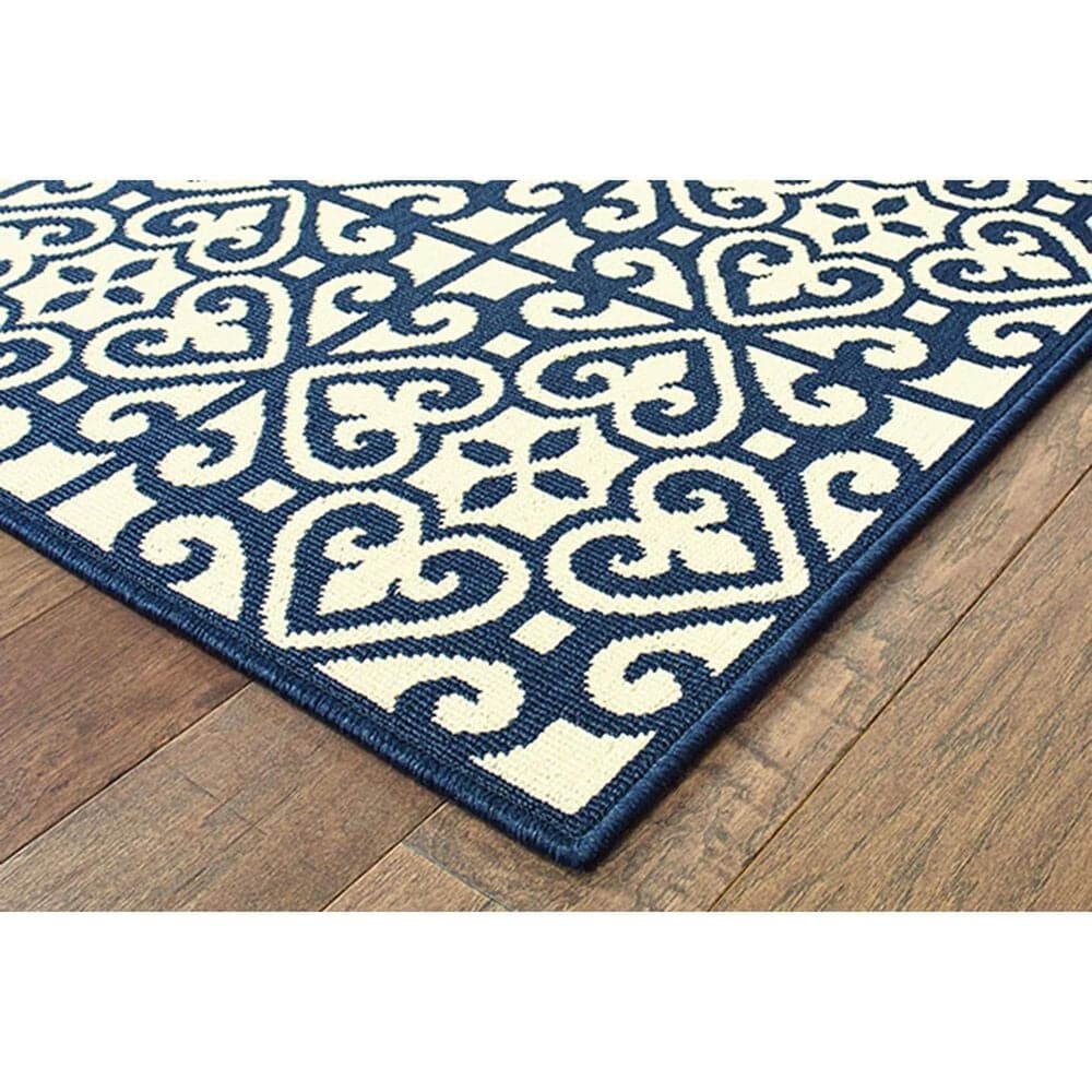 Oriental Weavers Marina 5927B 5&#39;3&quot; x 7&#39;6&quot; Ivory and Navy Area Rug, , large