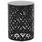 Hearth and Haven Large Iron Patio End Table with Floral Pattern in Black, , large