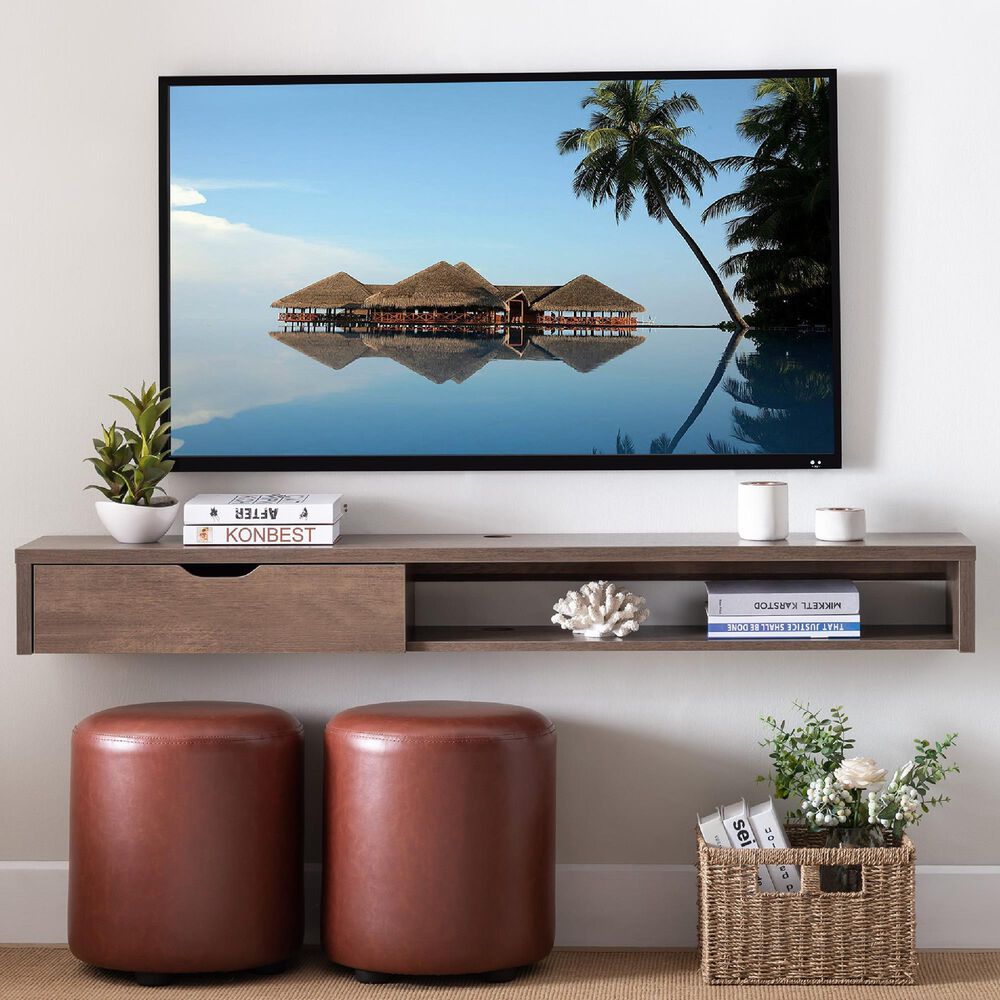 floating tv shelf oak