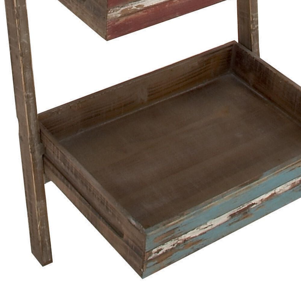 Maple and Jade 4-Shelf Storage Shelving Unit in Distressed Brown, , large