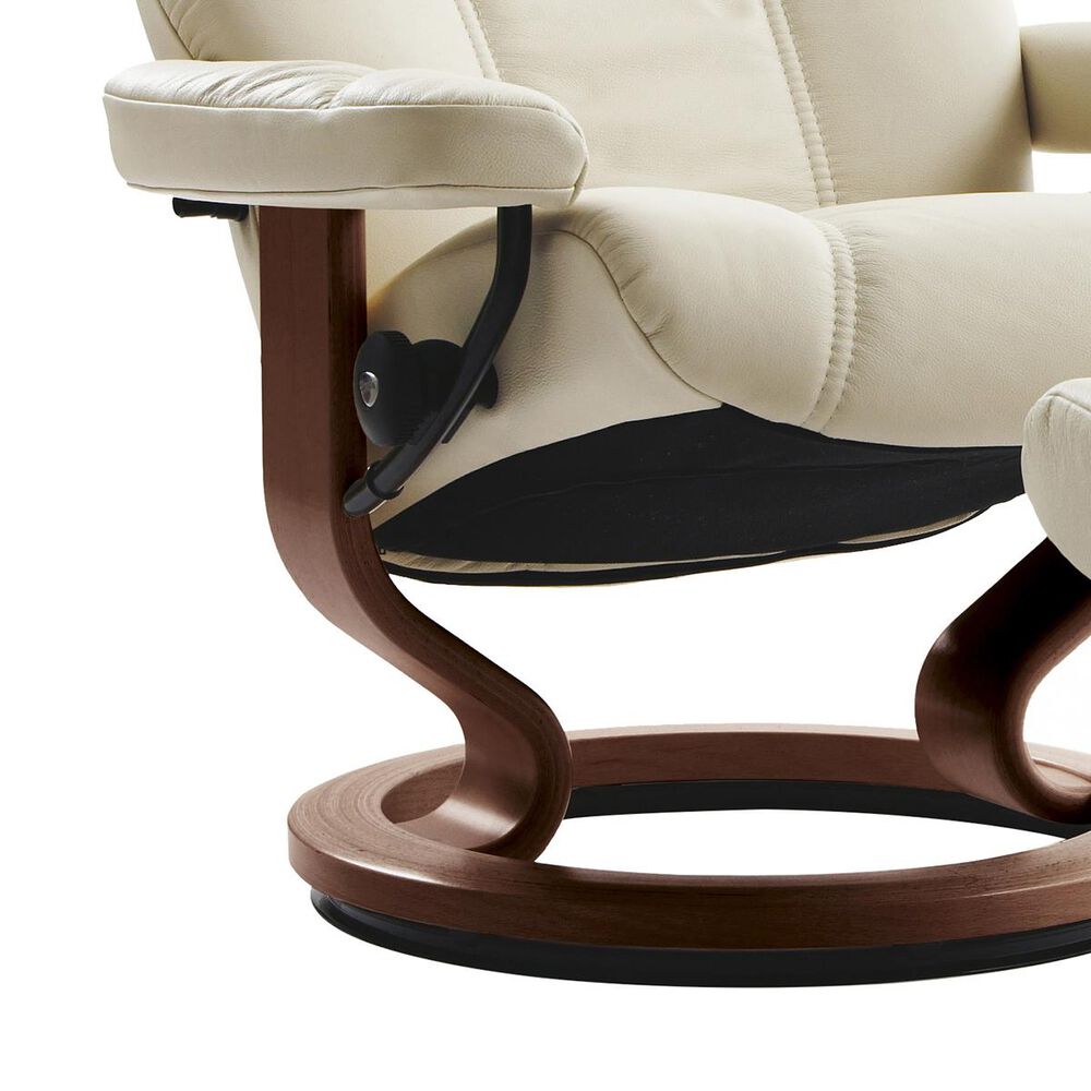 Stressless Consul Medium Chair and Ottoman with Brown Base in Batick Cream, , large