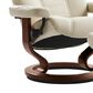 Stressless Consul Medium Chair and Ottoman with Brown Base in Batick Cream, , large