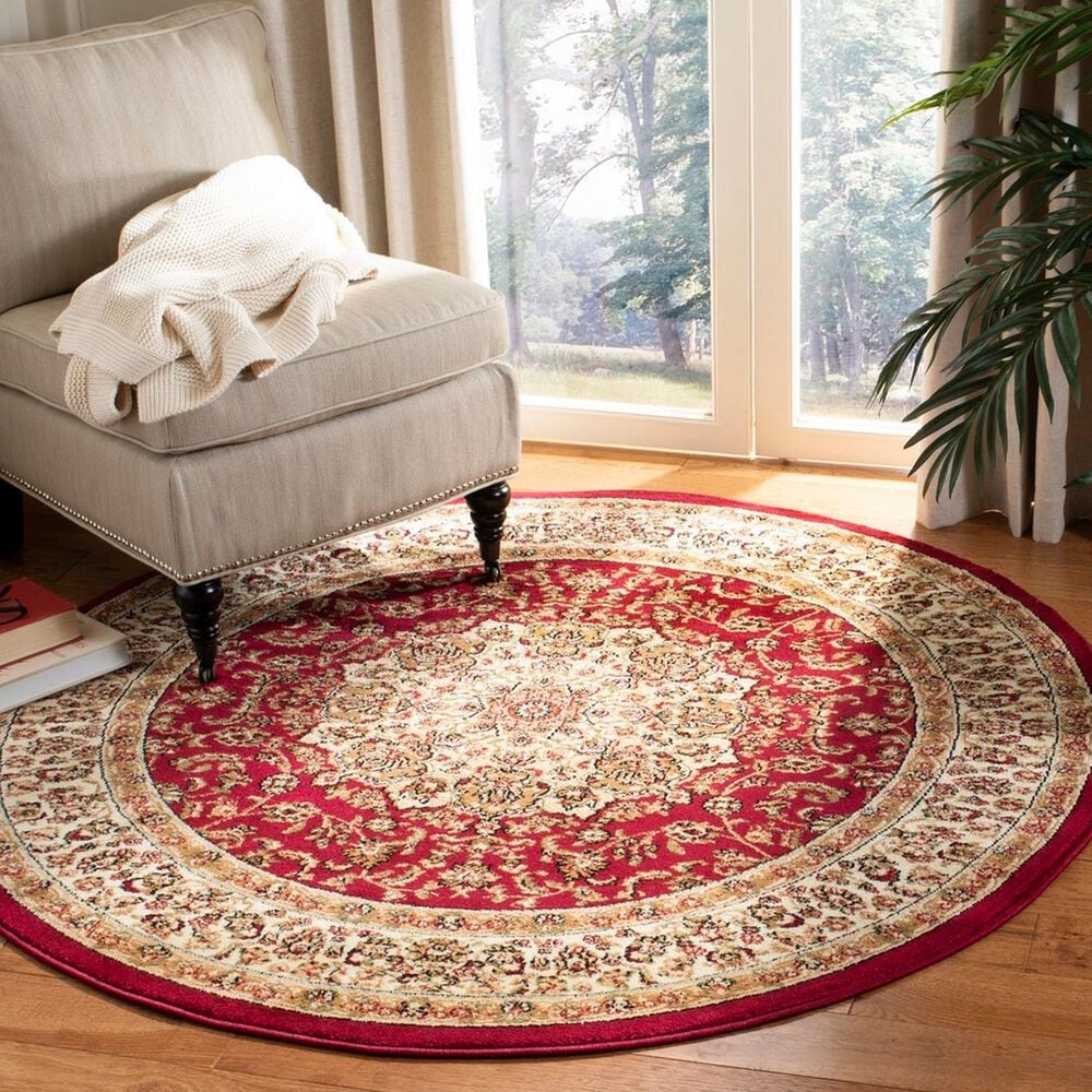 Safavieh Lyndhurst LNH222 8&#39; Round Red and Ivory Area Rug, , large