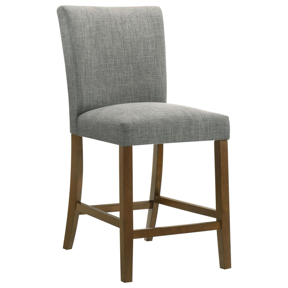 Coaster Paxton Counter Chair with Grey Upholstery in Warm Brown, , large