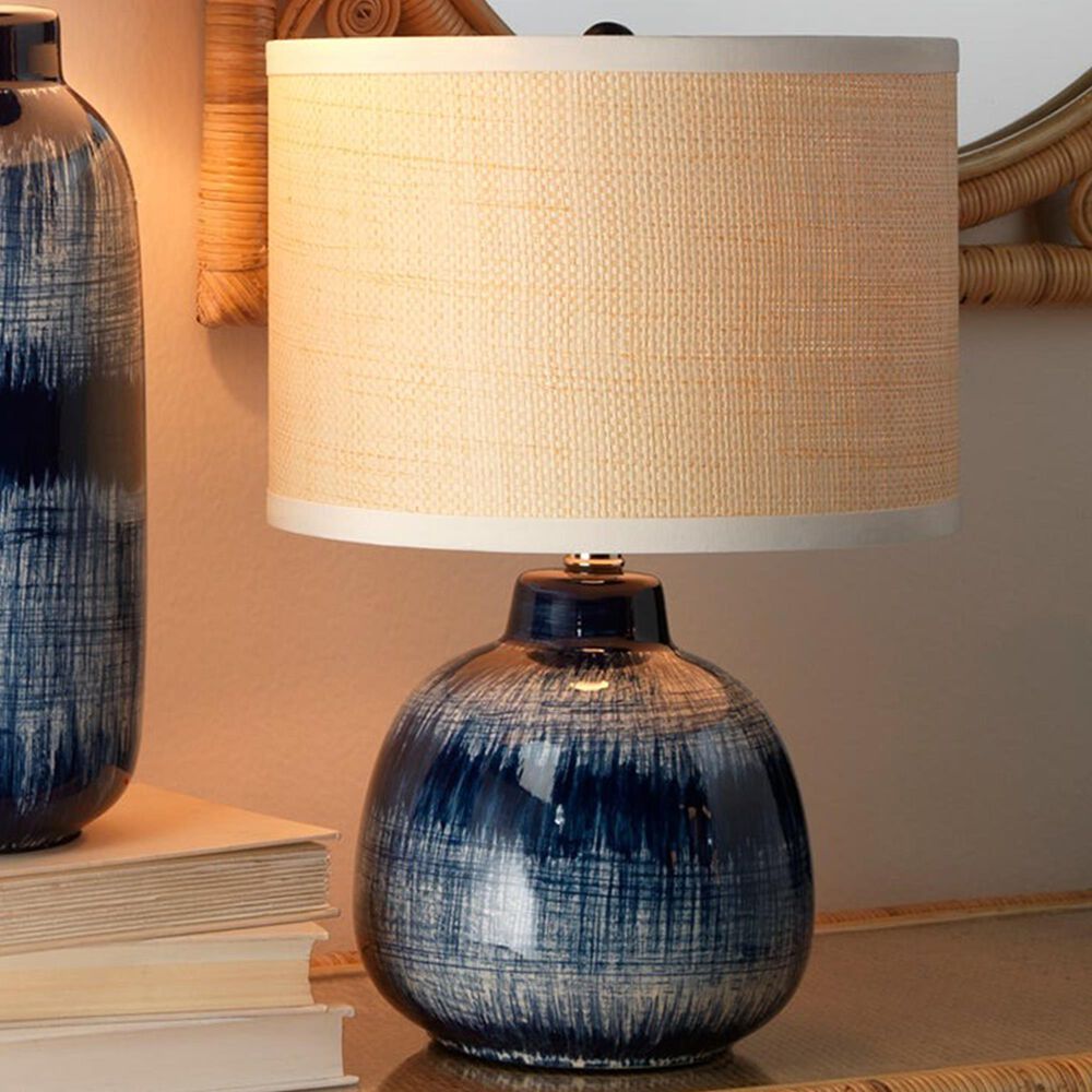 Splendor Living Batik 18&quot; Table Lamp with Cream Shade in Blue, , large