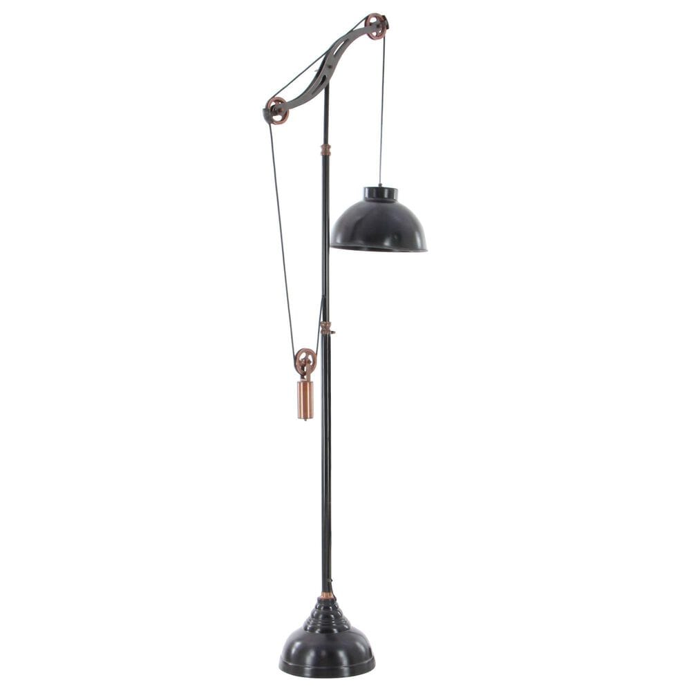 Maple and Jade Industrial Floor Lamp in Black and Copper, , large