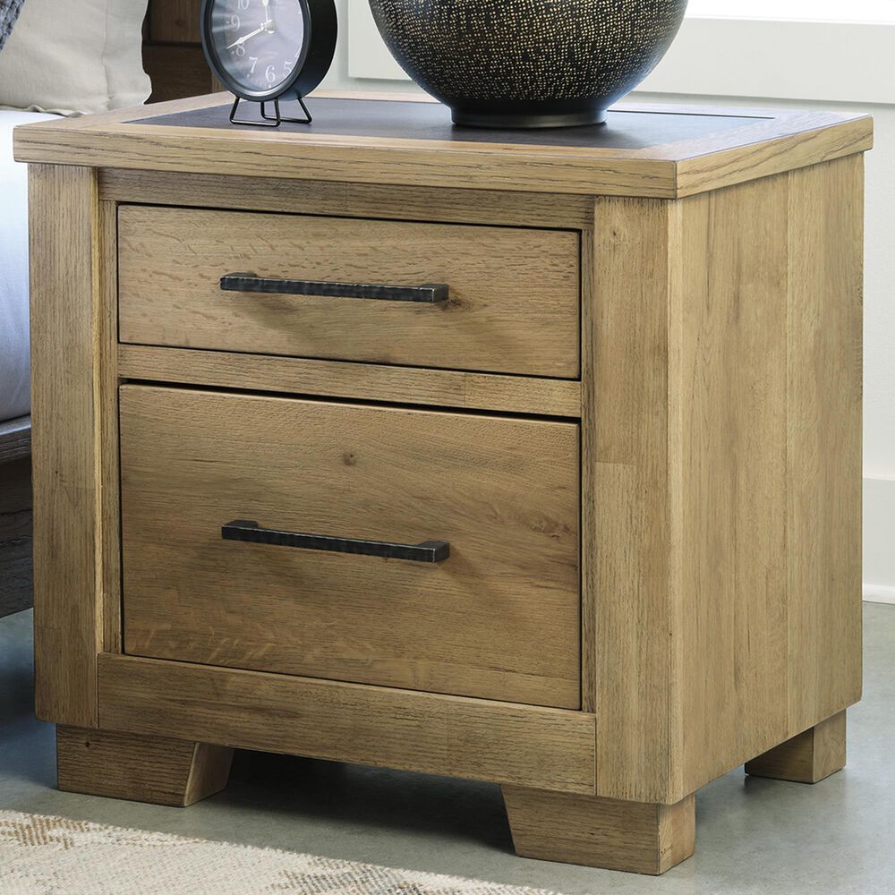 Ashley Galliden 2-Drawer Nightstand in Light Brown and Cement, , large
