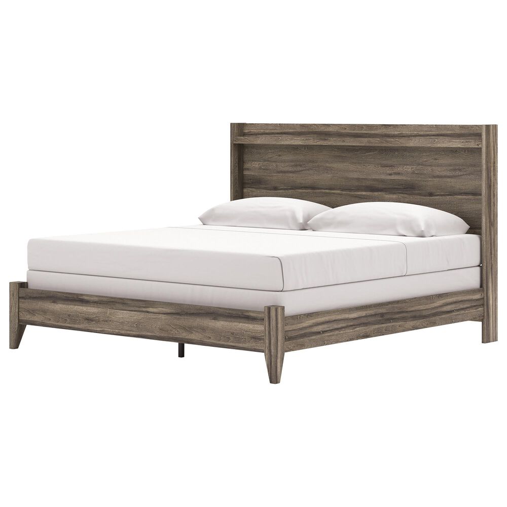 Ashley Elbrim King Panel Bed in Weathered Brown, , large