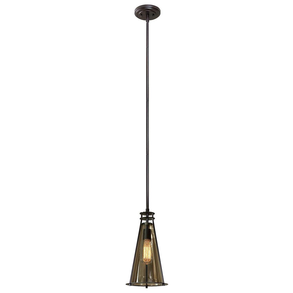 Uttermost Frisco 1 Light Mini Pendant in Black/Cognac, , large