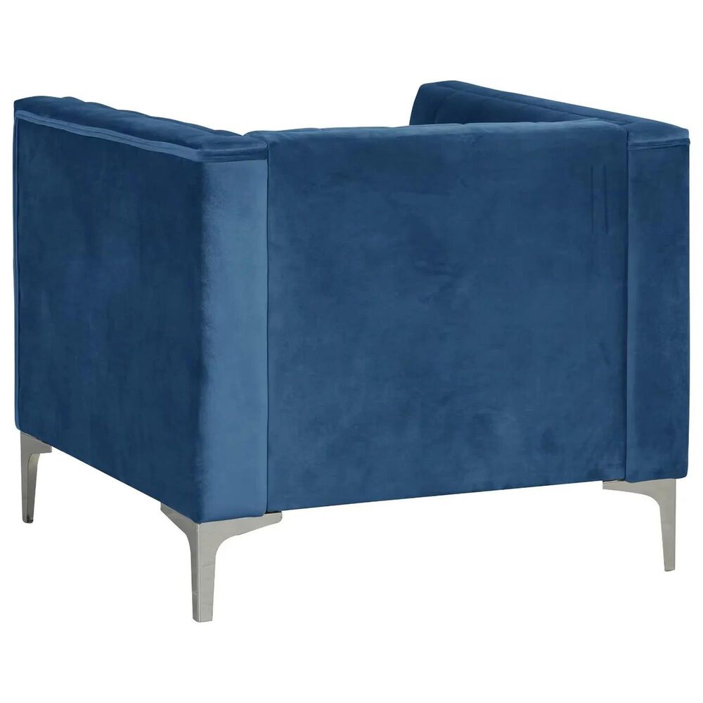 Morden Fort Channel Tufted Chair in Blue Velvet, , large