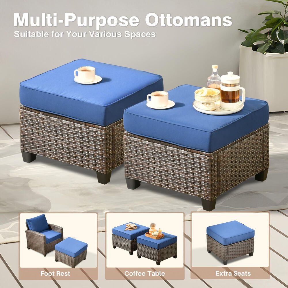 HOMLUX 7-Piece Patio Conversation Set with Two Ottomans in Navy Blue, , large