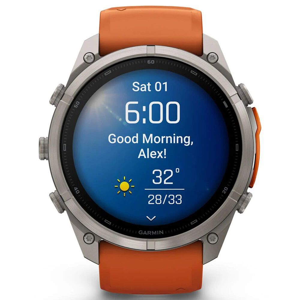 Garmin fenix 9 Pro Smartwatch 51mm Titanium with Autumn Orange and Spark Orange Silicone Band, , large