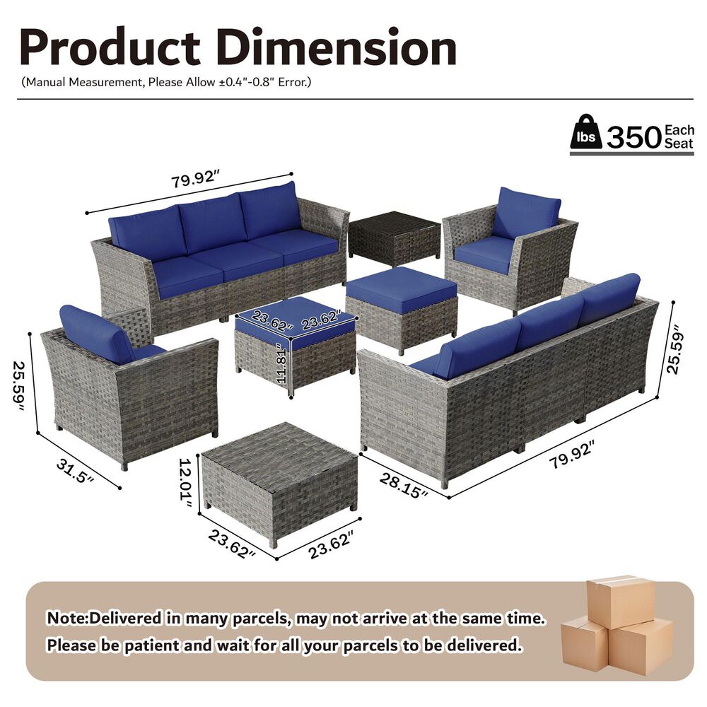 HOMLUX 12-Piece Patio Conversation Set in Navy Blue, , large