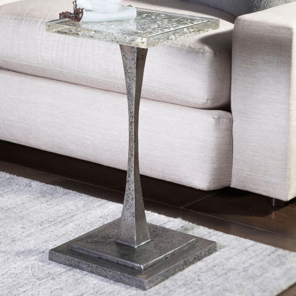 Artistica Metal Montreaux End Table in Silver and Nickel, , large