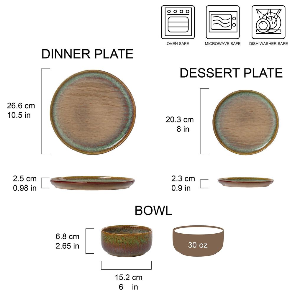 Gifts Plus Alyssa 12-Piece Dinnerware Set in Brown, , large