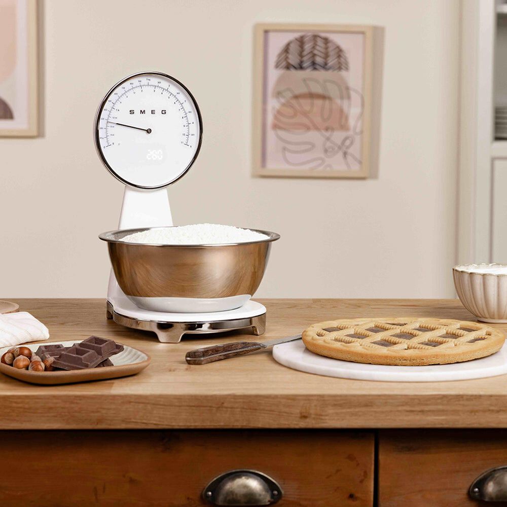 SMEG 50&#39;s Retro Style Kitchen Scale in White and Chrome, , large