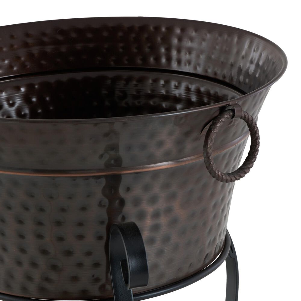 Maple and Jade Decorative Ice Bucket with Lower Shelf in Polished Copper, , large