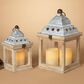 The Gerson Company Nesting Wood and Metal Holiday Lantern Set in Tan (Set of 2), , large