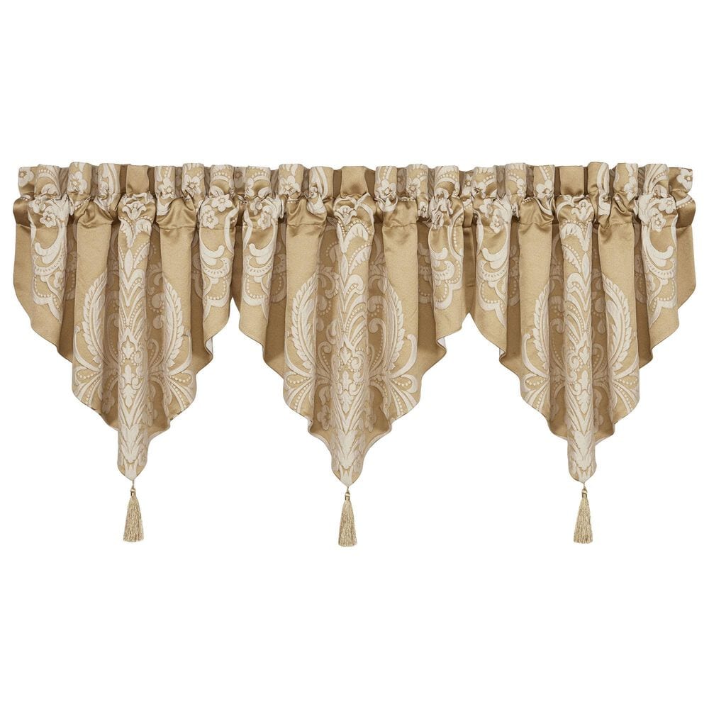 J. Queen New York Potenza 40" x 21" Window Ascot Valance in Gold and Ivory, , large