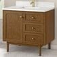 James Martin Laurent 36" Single Bathroom Vanity in Honey Oak with Single Hole 3 cm White Zeus Silestone Top and Rectangular Sink, , large