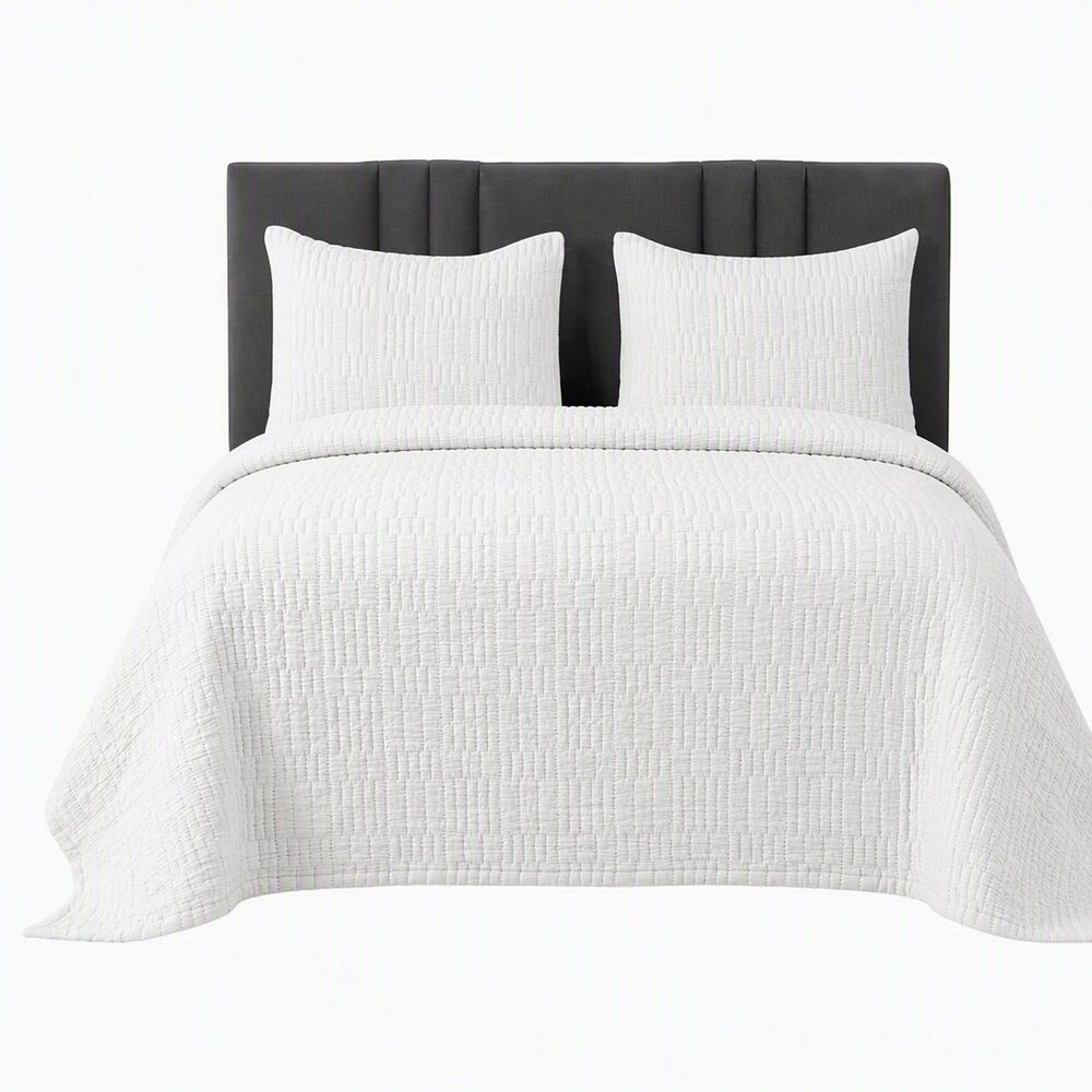 Ann Gish Pickstitch 3-Piece Queen Coverlet Set in Bone, , large