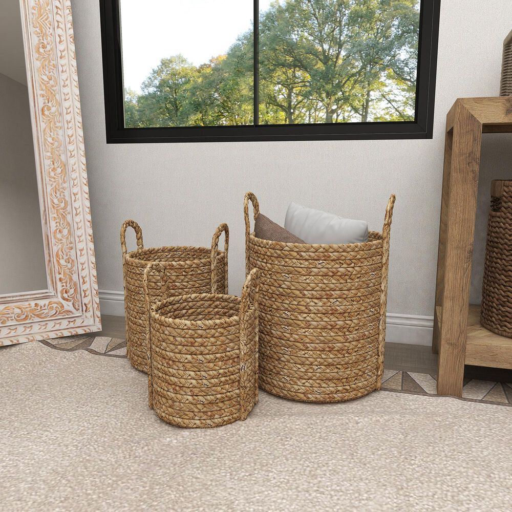 Maple and Jade Dried Coastal Storage Basket in Brown &#40;Set of 3&#41;, , large