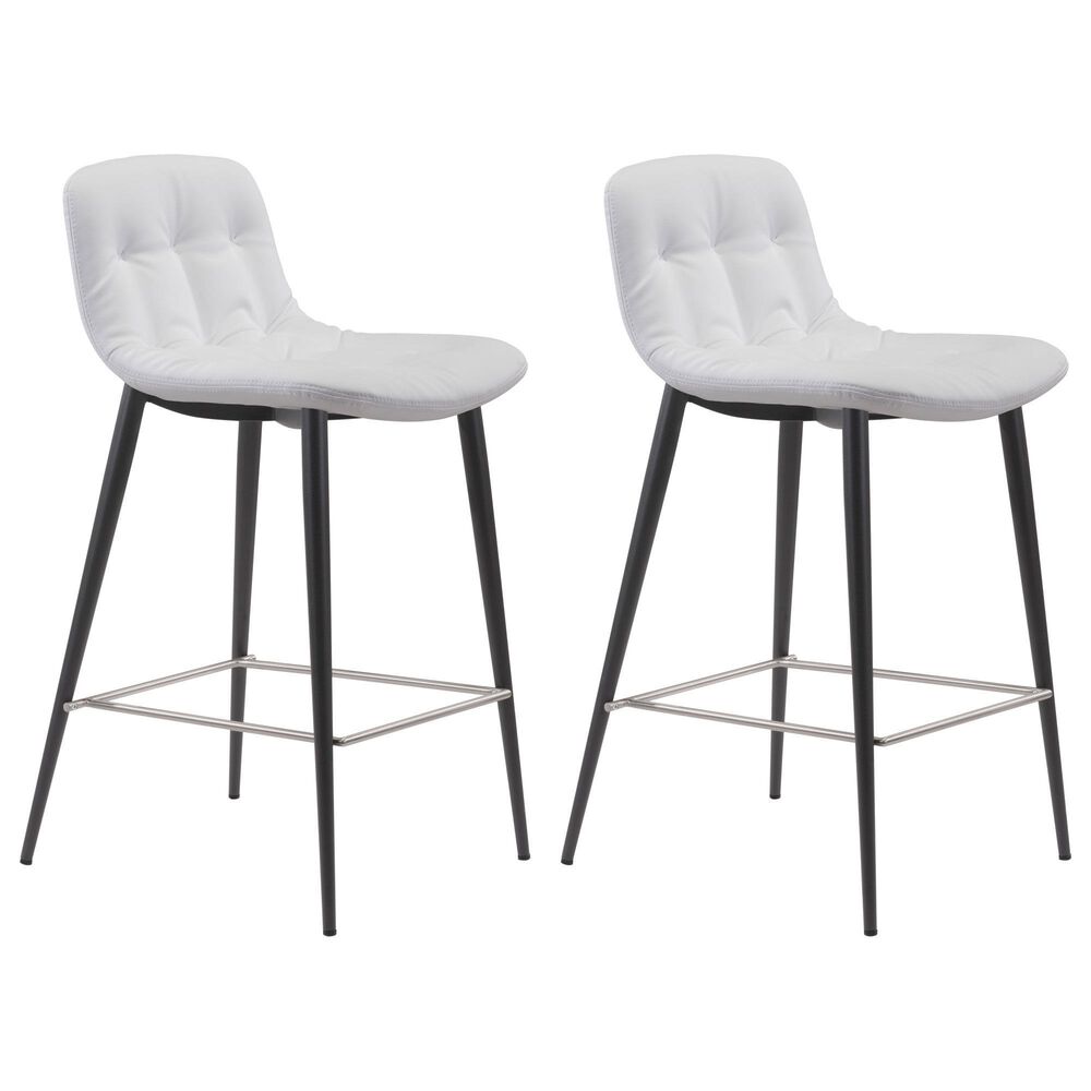Zuo Modern Tangiers Counter Chair in White/Black (Set of 2), , large