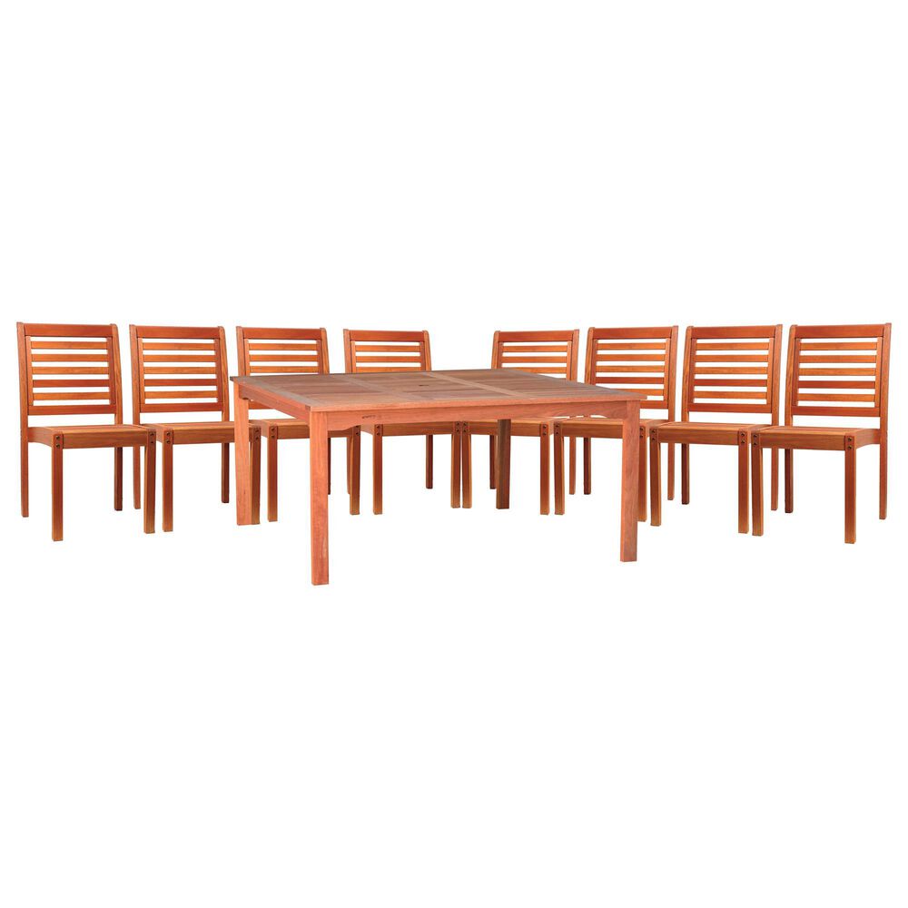 International Home Miami Eucalyptus 9-Piece Square Patio Dining Set, , large
