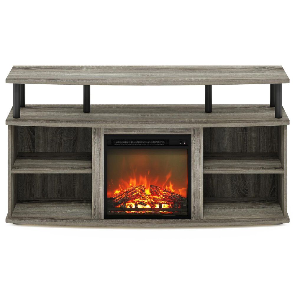 HOMLUX 47" TV Stand with Electric Fireplace in French Oak Grey and Black, , large