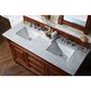 James Martin Vanities Brookfield 60" Double Bathroom Vanity in Warm Cherry with 3 cm Carrara White Marble Top and Rectangle Sink, , large