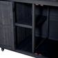 Hearth and Haven Outdoor Kitchen Island Cart with Extendable Stainless Steel Top and Adjustable Shelf in Black, , large