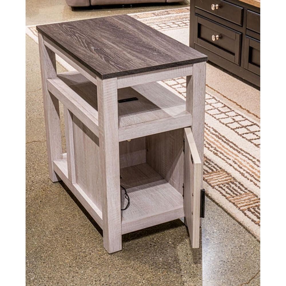 Ashley Fendenmore Chairside End Table in Antiqued White and Gray, , large