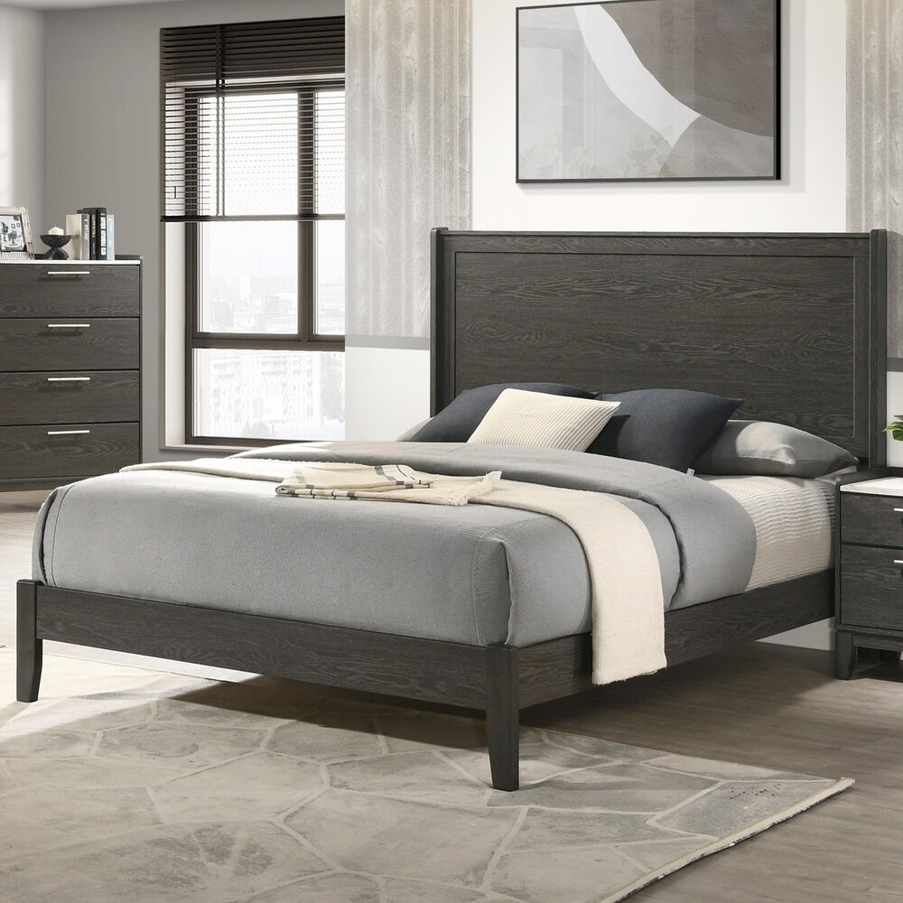 Lifestyle Enterprises Queen Panel Bed in Dark Grey, , large