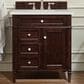 James Martin Vanities Brittany 30" Single Bathroom Vanity in Burnished Mahogany with 3 cm Lime Delight Quartz Top and Rectangular Sink, , large