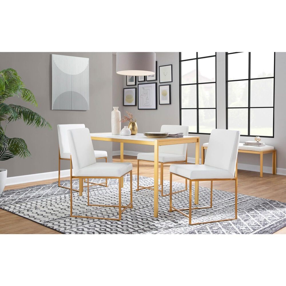 Lumisource Fuji Side Chair with White Cushion in Gold (Set of 2), , large