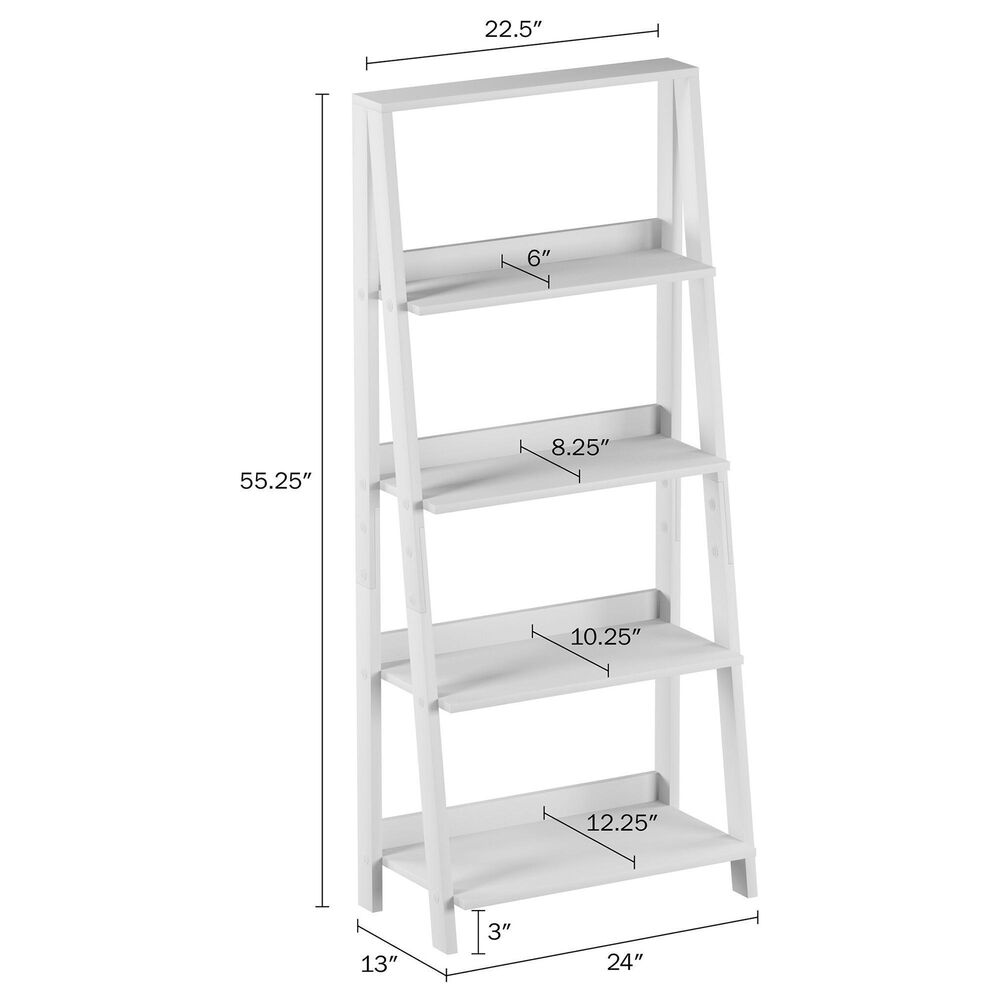 Timberlake Lavish Home 4-Shelf Ladder Bookcase in White, , large