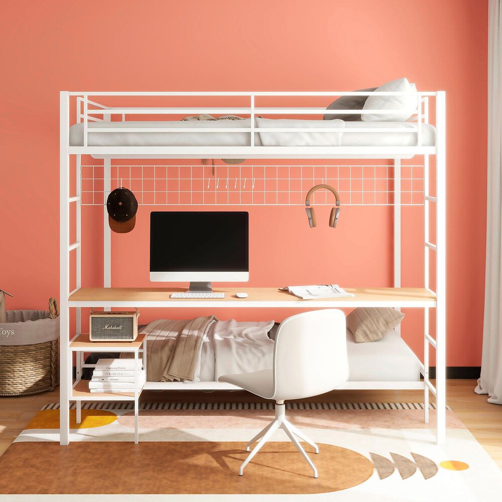 Pacific Landing Bettoni Full Over Twin Bunk Bed in Matte White, , large