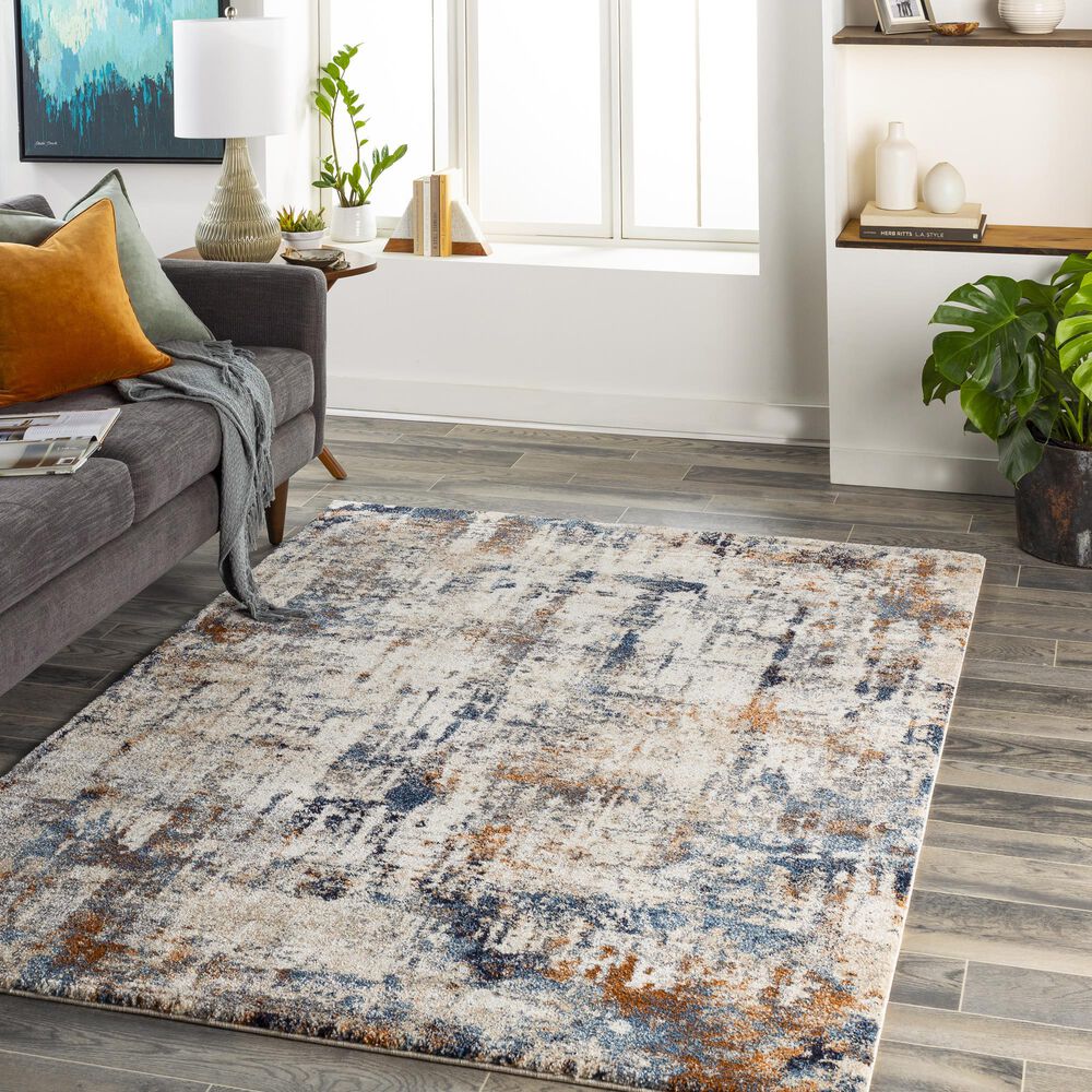 Surya Tuscany TUS-2327 5&#39;3&quot; x 7&#39;3&quot; Gray, Blue and Camel Area Rug, , large